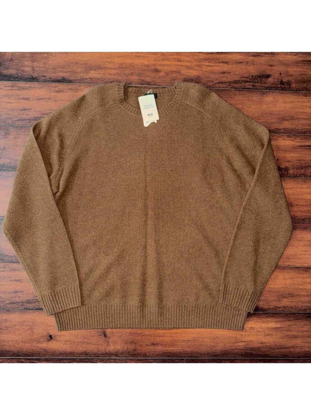 NWT Uniqlo Premium Lambswool Crew Neck Long Sleeve 100% Wool Sweater Brown XXL